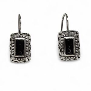 Sterling Silver Black Onyx Drop Earrings